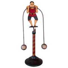 Vintage Folk Art Strongman Carnival Balance Toy Sculpture