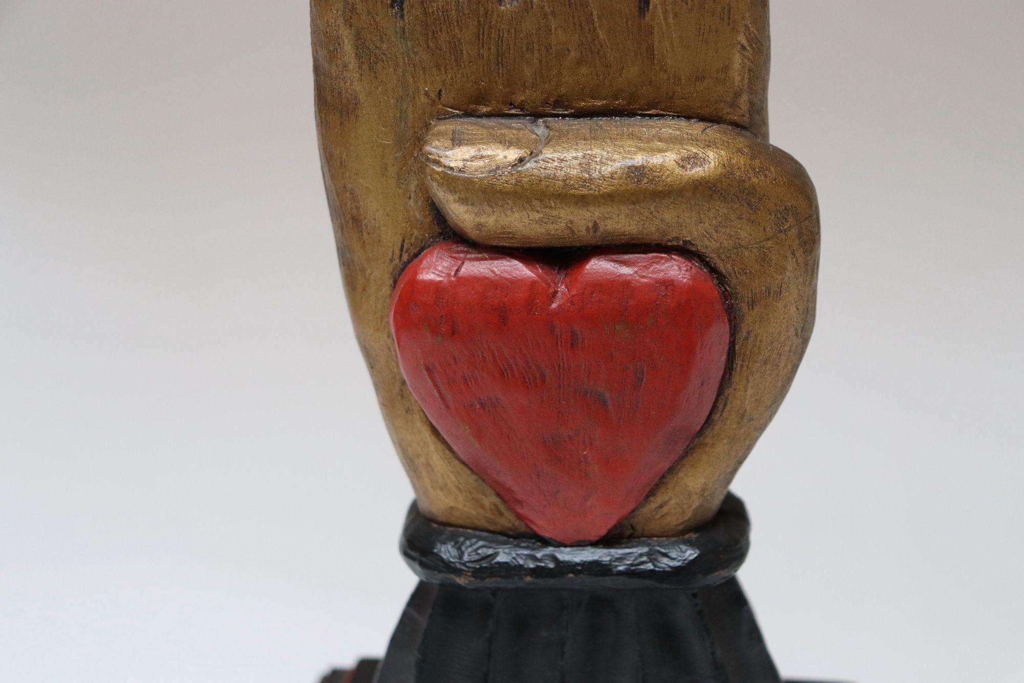Geschnitzte Fraternal Odd Fellows Heart in Hand-Tischlampe, Volkskunststil, Vintage im Angebot 2