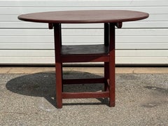 Vintage Folk Art Style Painted Round Flip-Top Dining Table