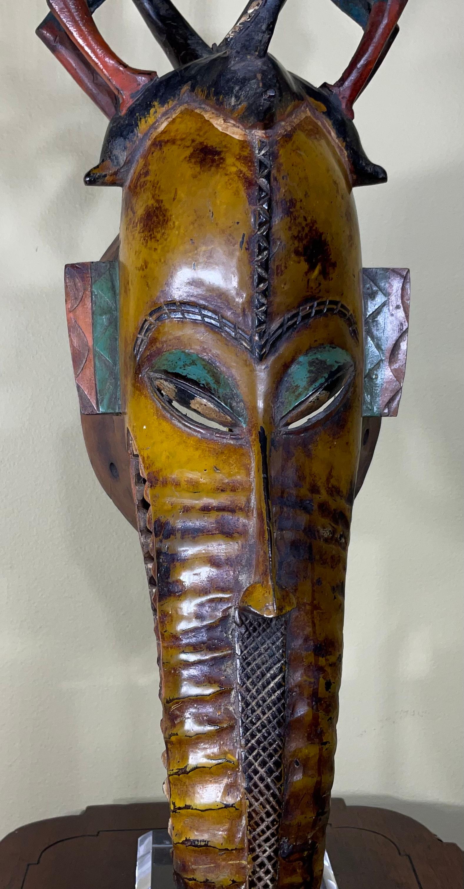 20th Century Vintage Folk Art Style Wood Mask For Sale