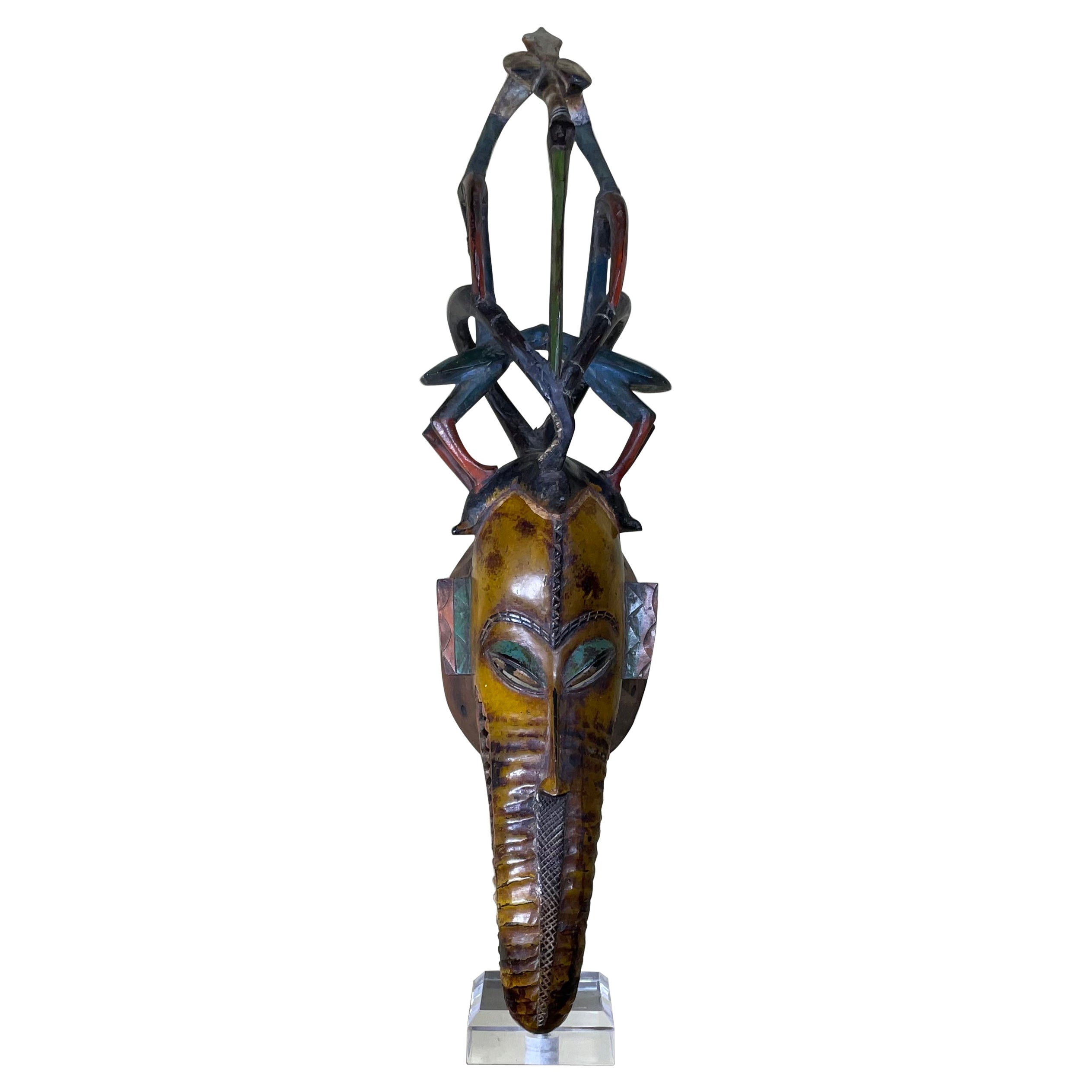 Vintage Folk Art Style Wood Mask