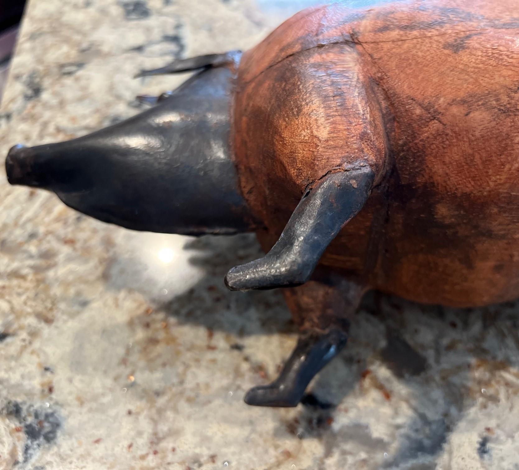 Vintage Folk Art Wood and Tinplate Pig 1