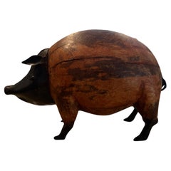 Cochon en bois et fer blanc de style Art of Vintage