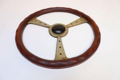 Vintage Folk Art Wooden Hand-Carved and Painted Steering Wheel