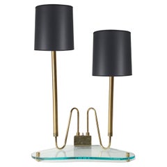 Lampada triangolare vintage in vetro e ottone di Fontana Arte