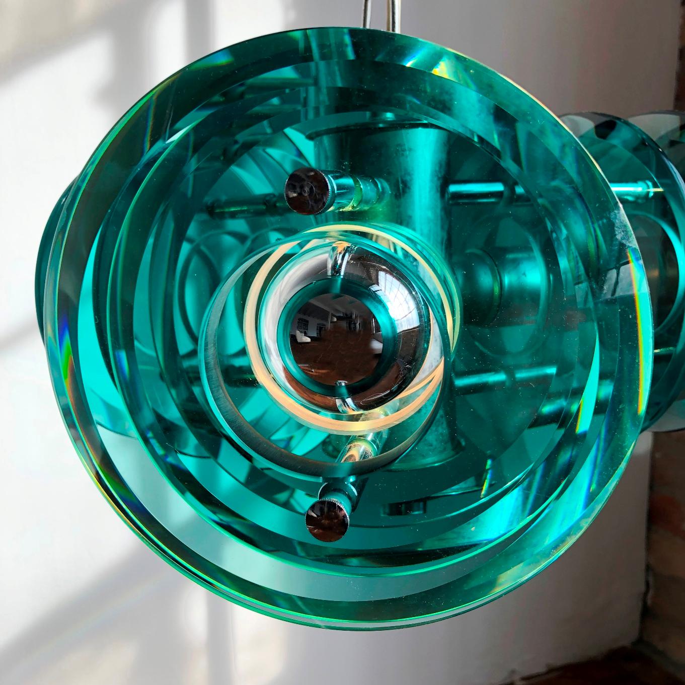 Vintage Fontana Arte Style Light Pendant, Italy, 1970s For Sale 6