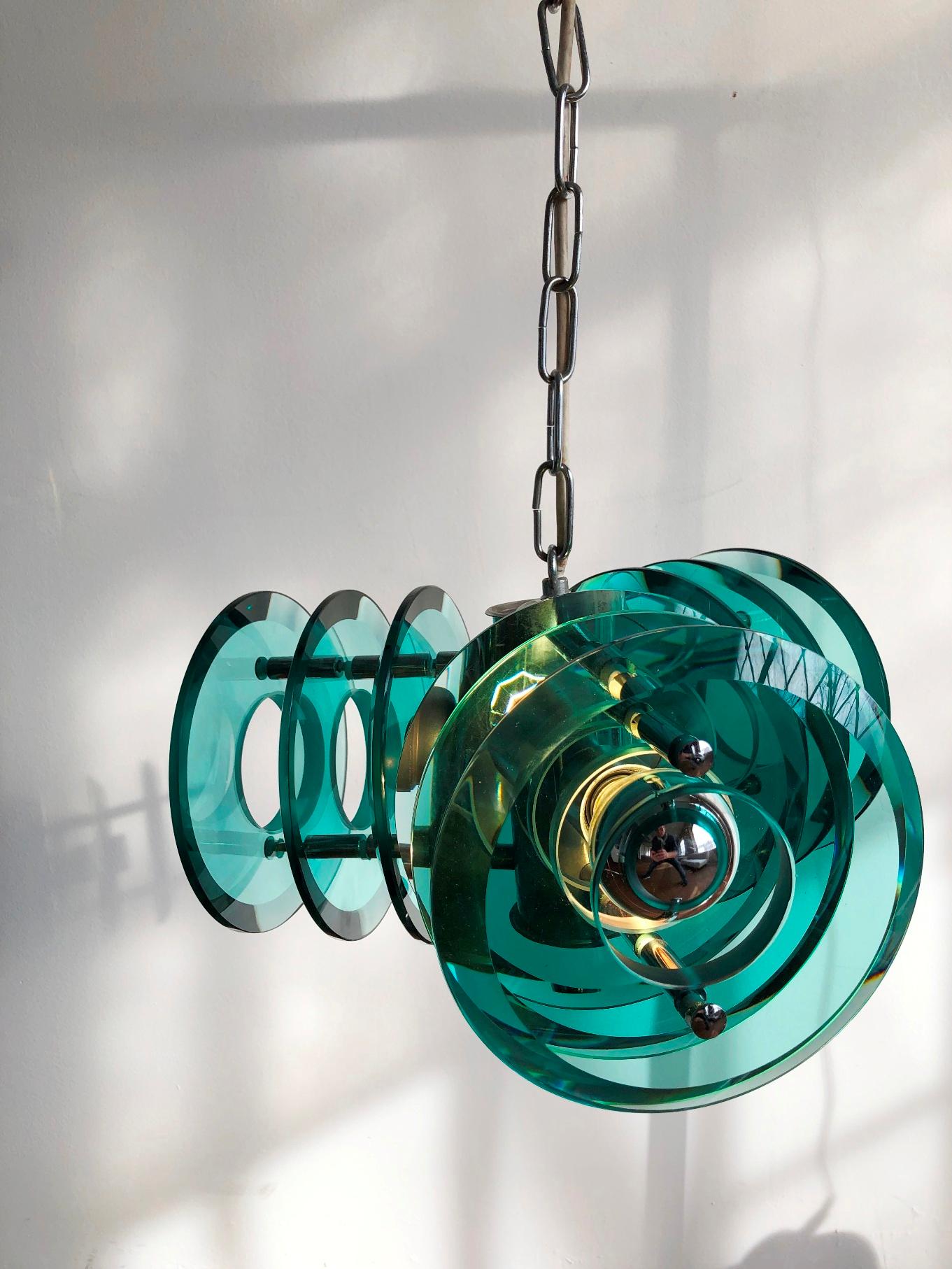 Vintage Fontana Arte Style Light Pendant, Italy, 1970s In Good Condition For Sale In BUDAPEST, HU