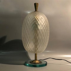 Vintage Fontana Arte Style Murano Glass Table or Nightstand Lamp, Italy, 1950s