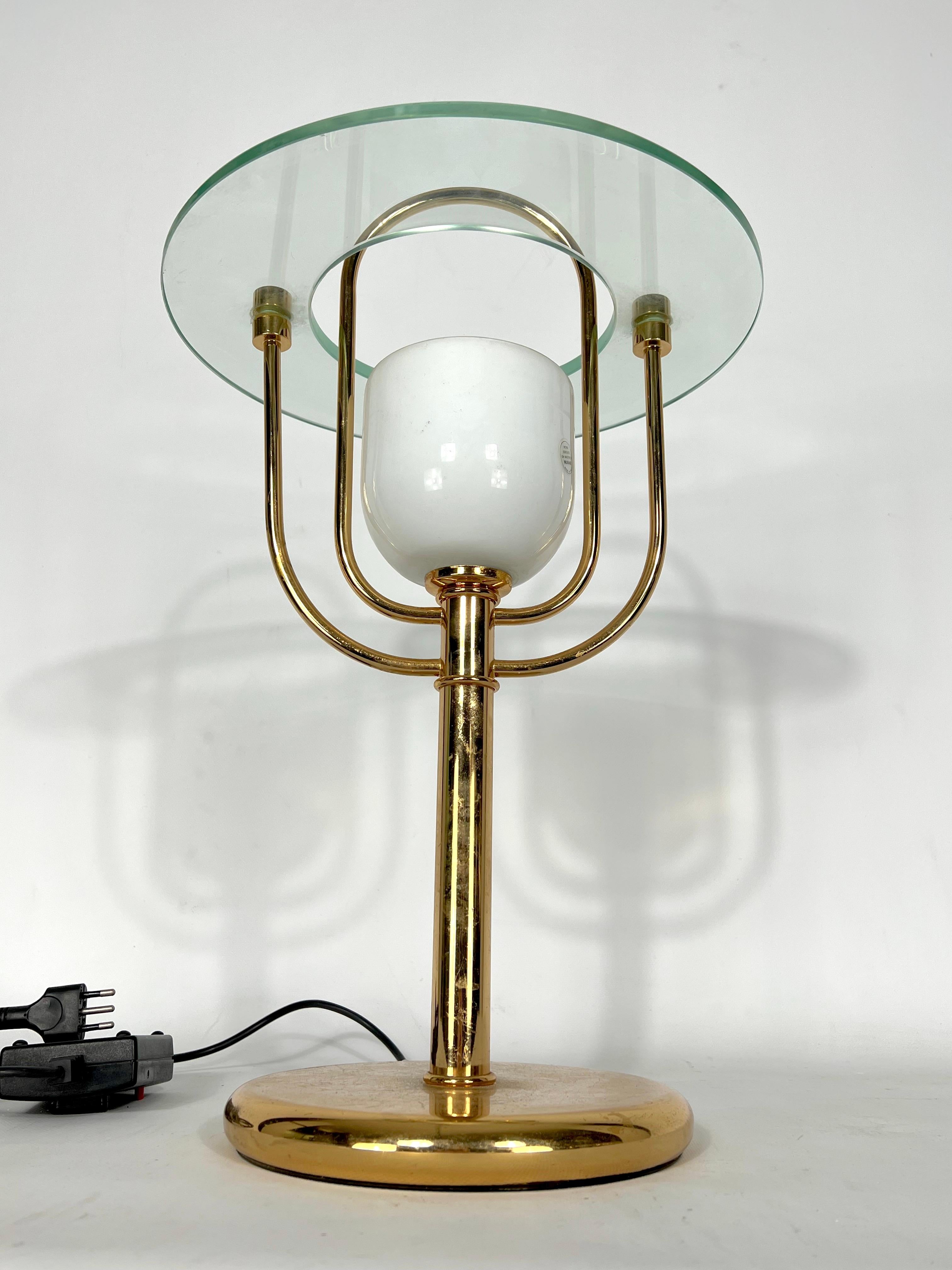 Brass Vintage Fontana Arte Style Table Lamp from 70s For Sale