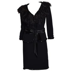 Vintage Fontana Couture Feather Skirt Suit, 1990s