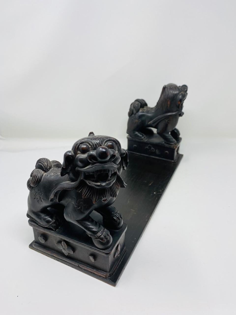 Chinese Vintage Foo Dog Bookend Tray For Sale