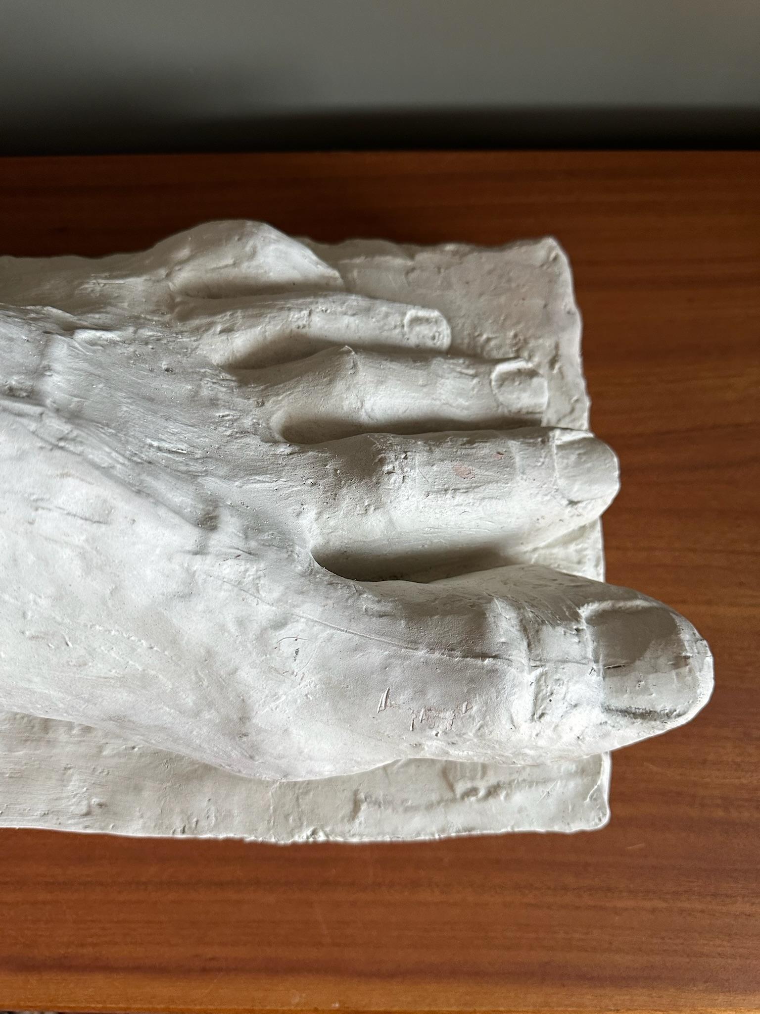 Early 20th Century Vintage Foot Plaster Art School Sculpture For Sale