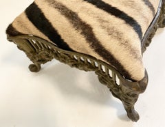Vintage Foot Stool in Zebra Hide