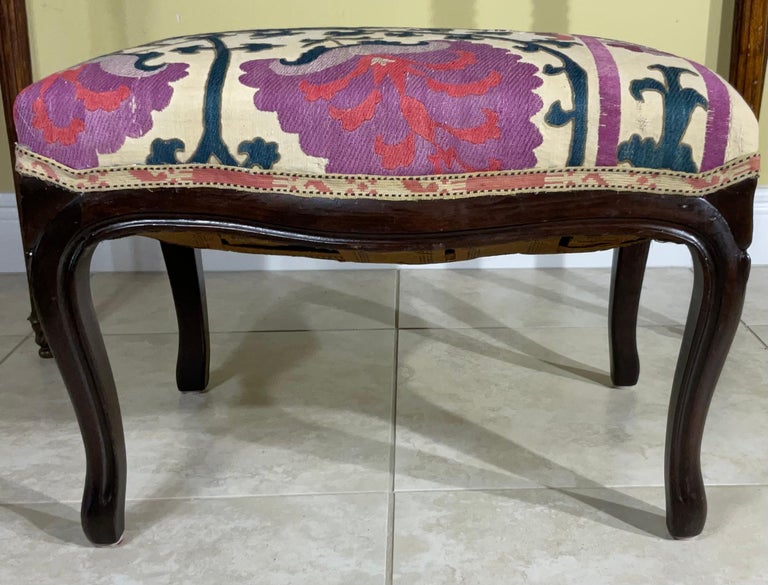 Vintage Foot Stool Upholstered with Antique Suzani Textile For Sale at ...