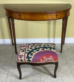 Vintage Foot Stool Upholstered with Antique Suzani Textile