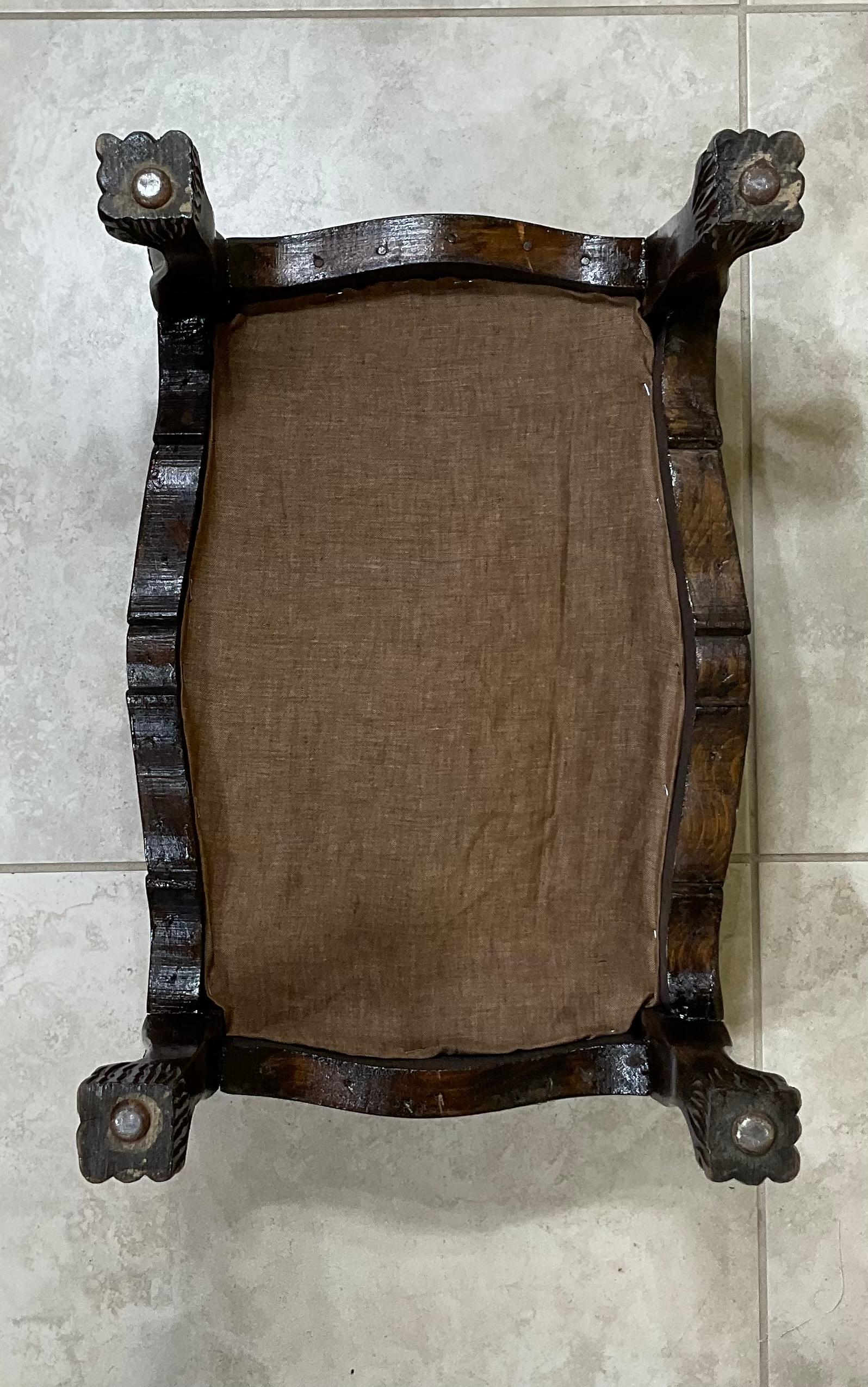 Vintage Foot Stool Upholstered with Antique Suzani Textile 1
