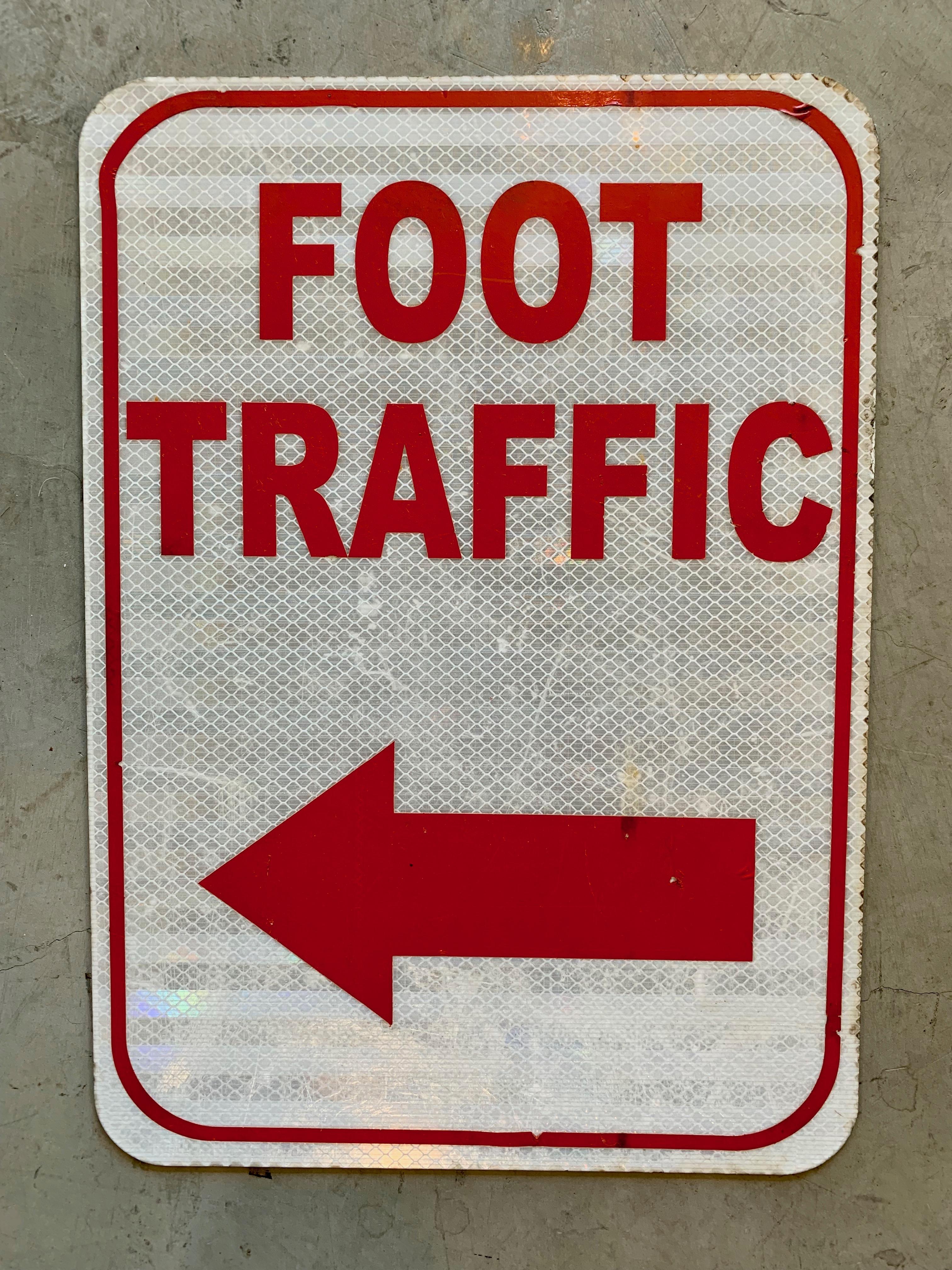 Interesting vintage road sign depicting the words 'FOOT TRAFFIC.