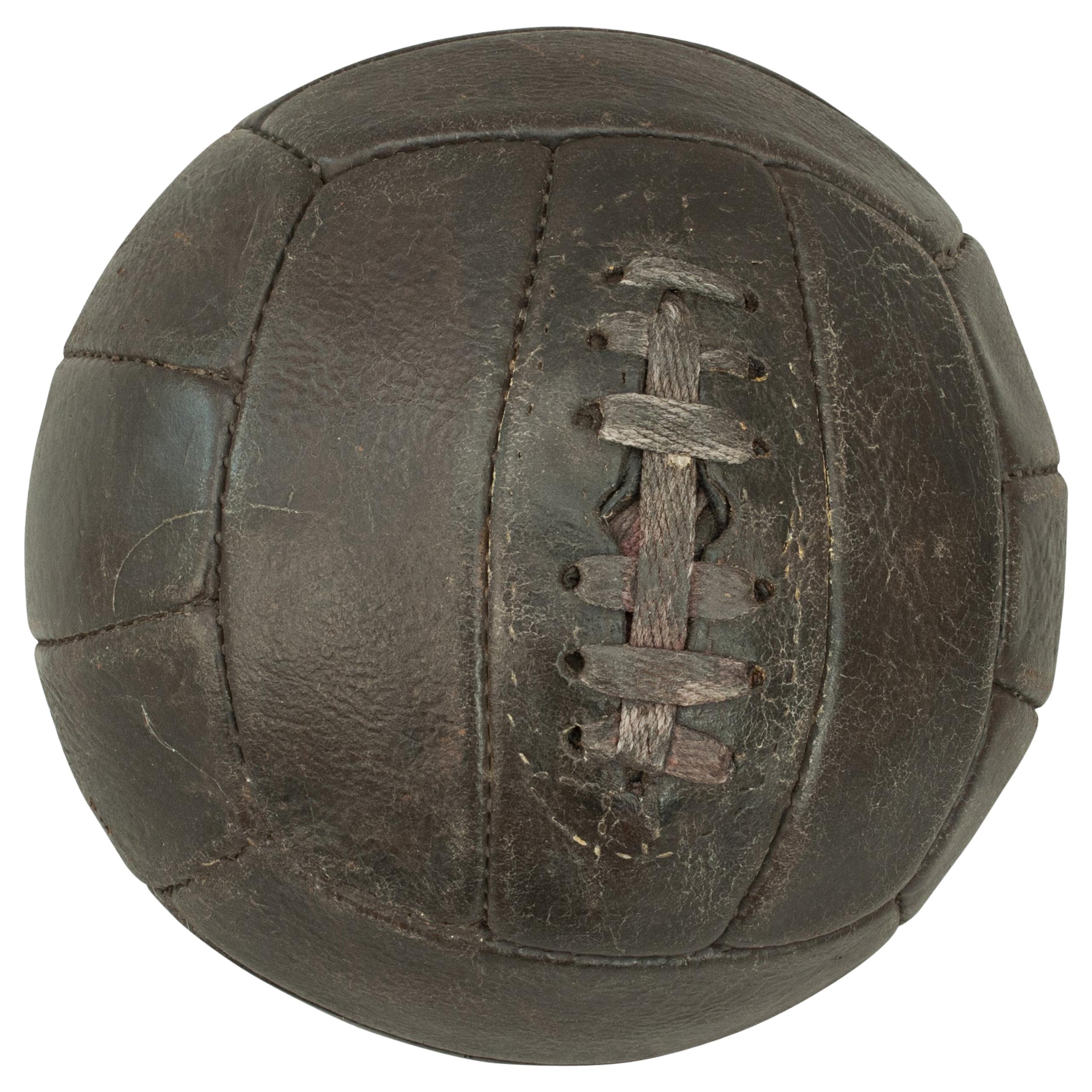 Vintage Football, Dark Brown Leather 18 Panel Lace Up Soccer Ball