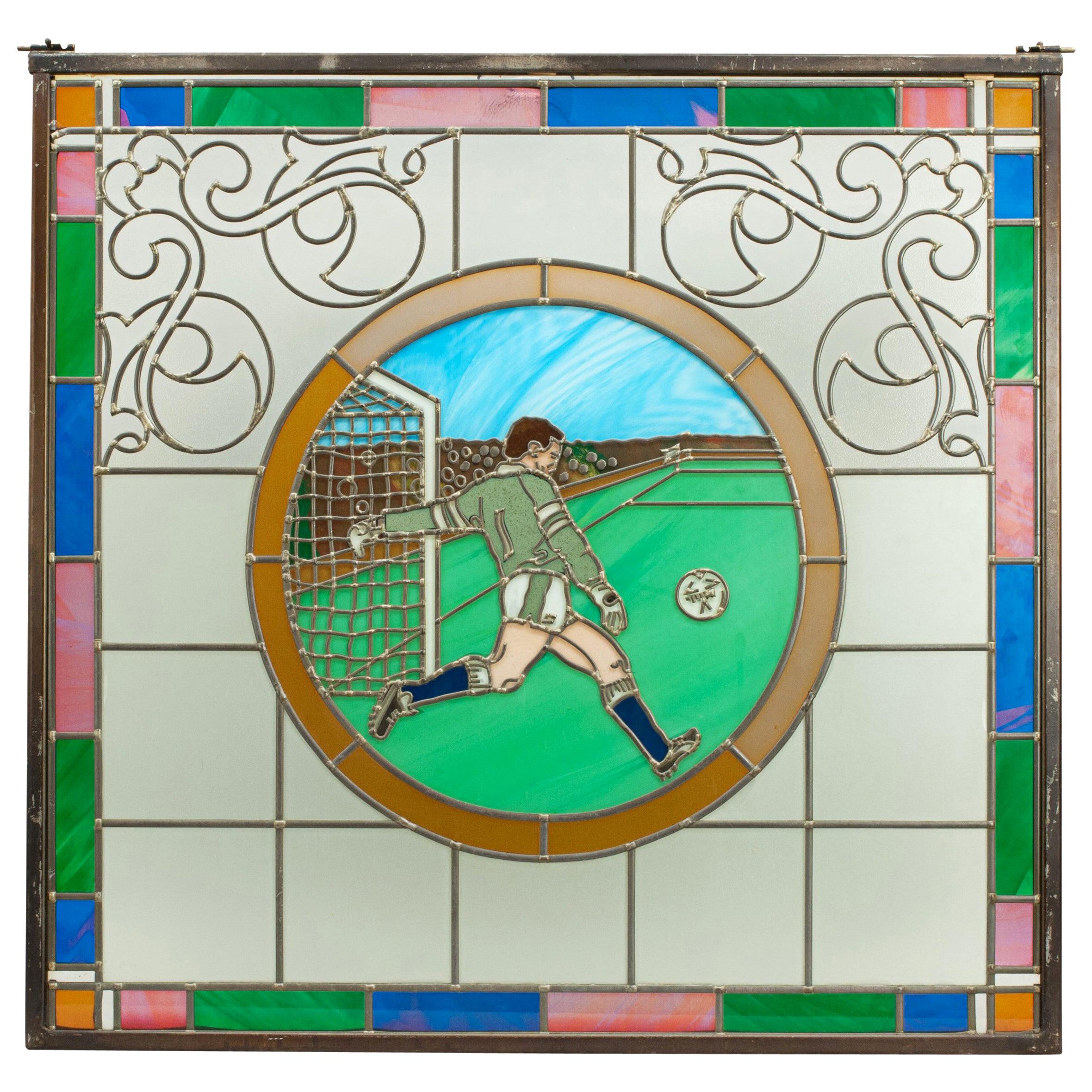 Vintage Football Stained Glass Window 1993 from the Mansfield Bar