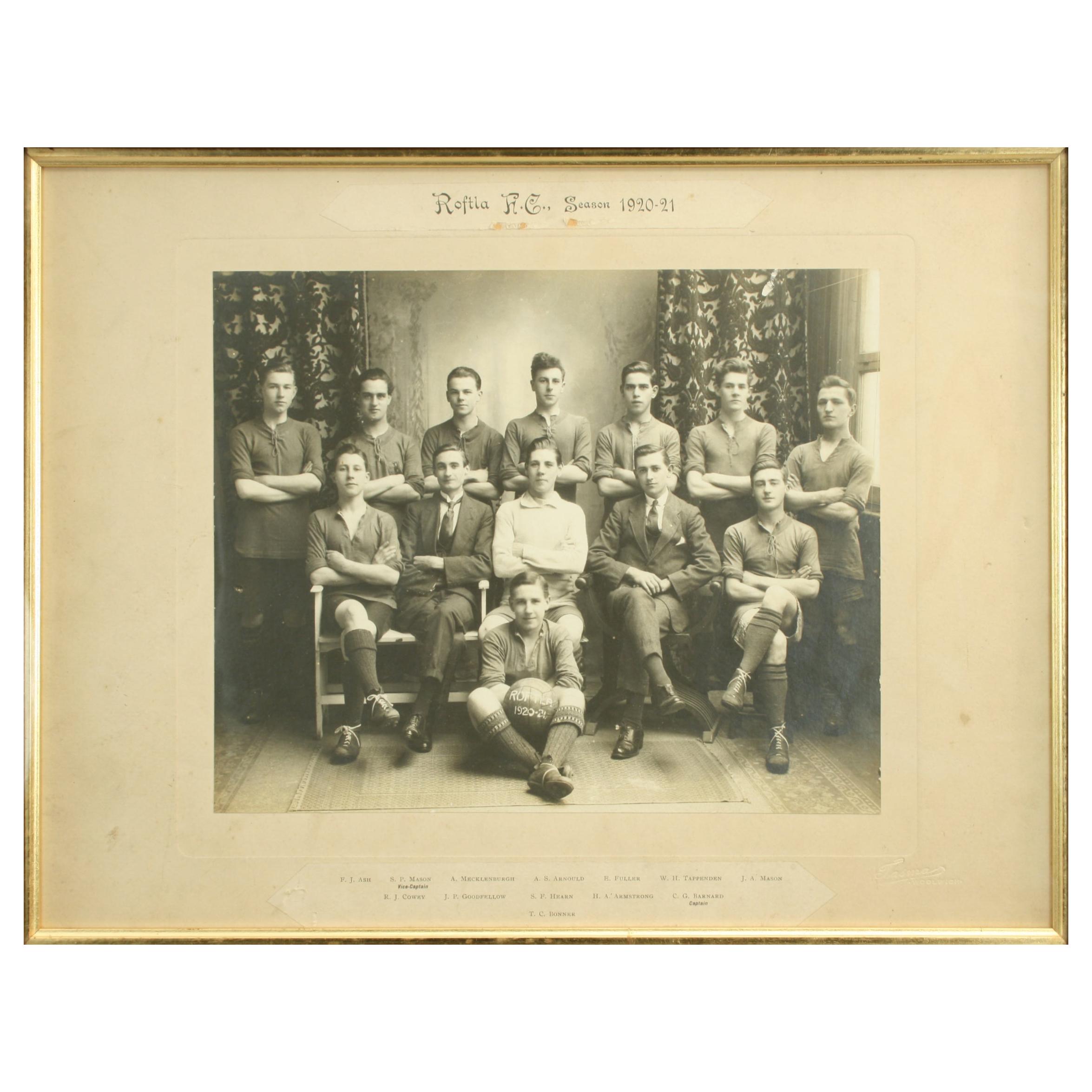Original Antique Photograph, Football Team, Roftla F.C