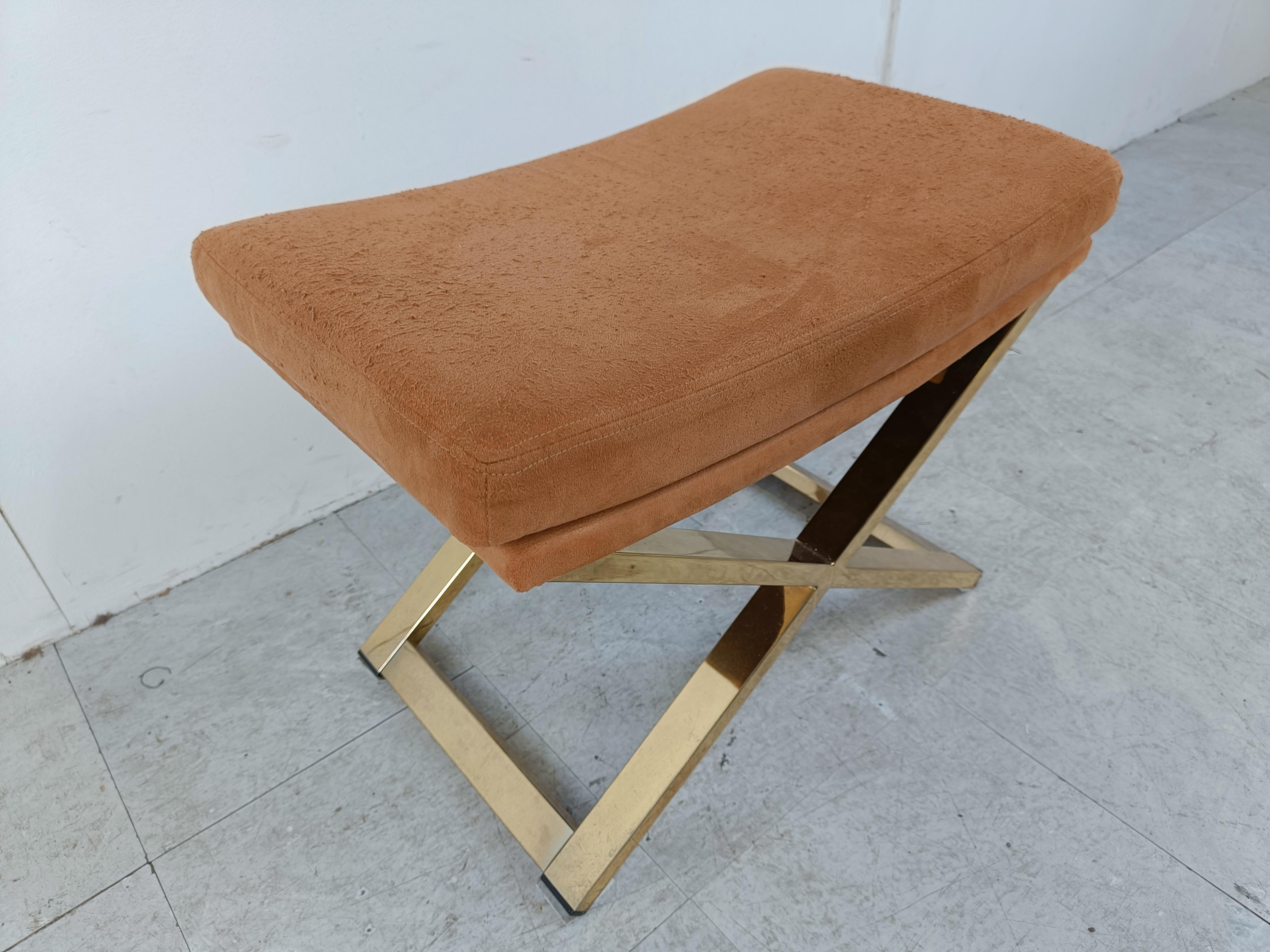 Late 20th Century Vintage footstool in brass by Belgochrom, 1970s   For Sale