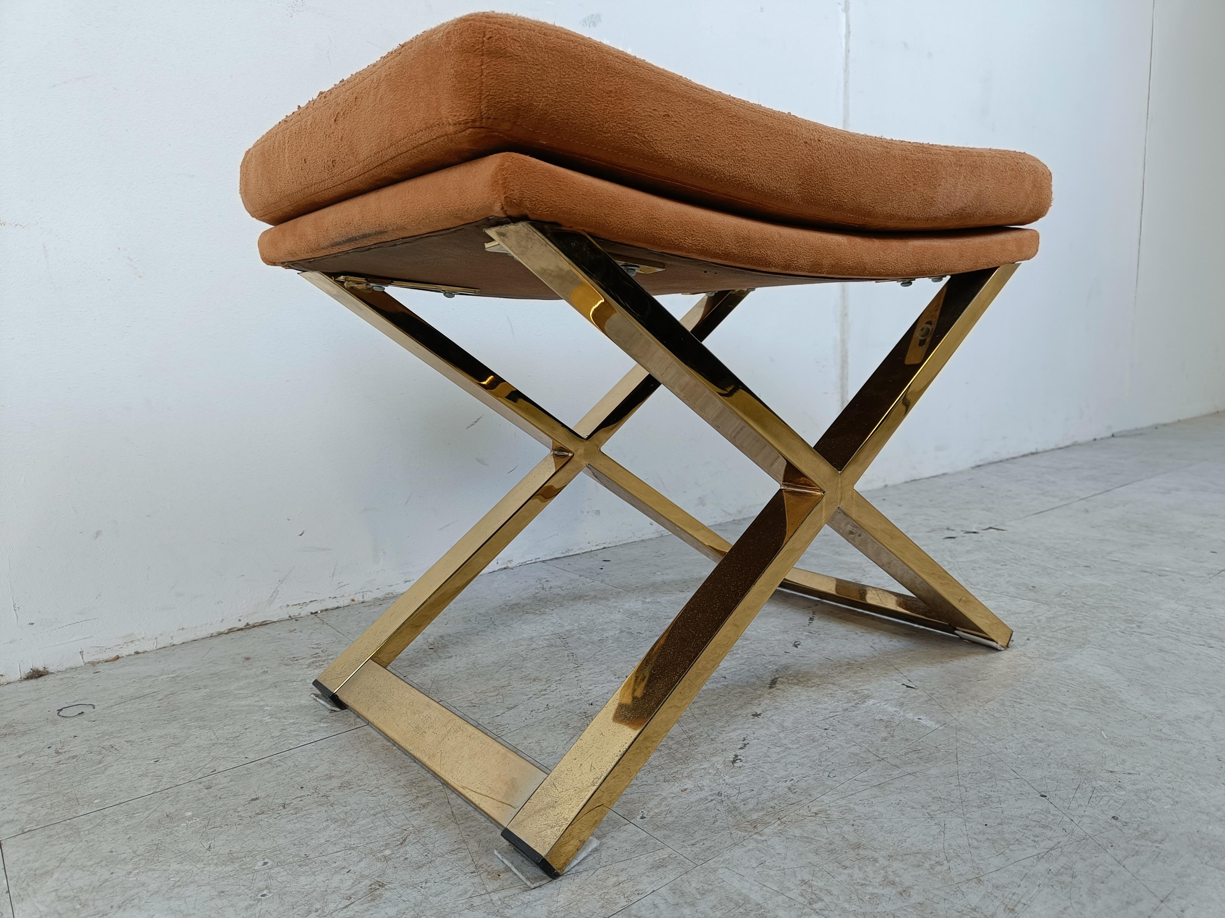 Vintage footstool in brass by Belgochrom, 1970s   For Sale 1
