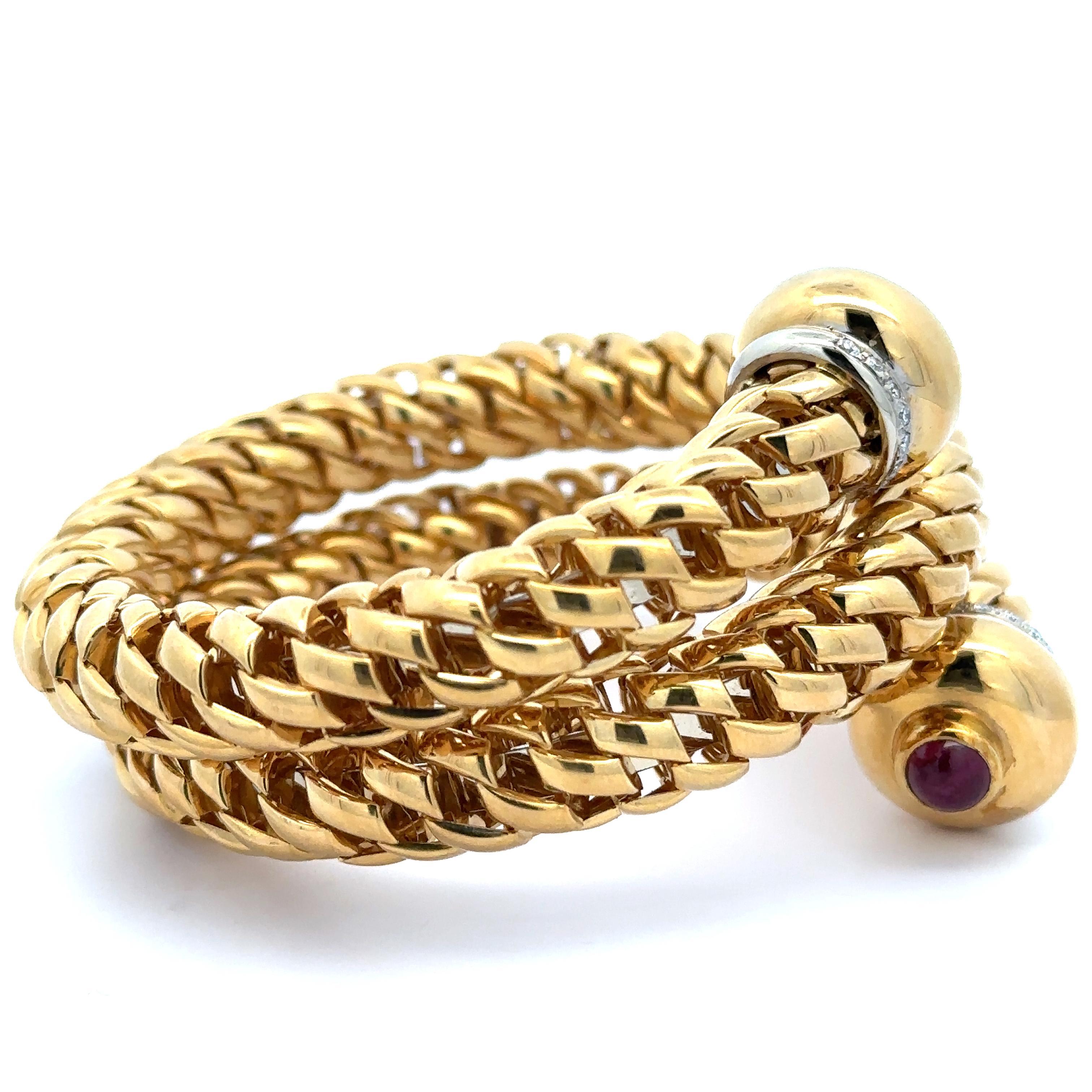 Vintage FOPE 18k Massivgold Diamant & Rubin Wickel-Schlangenarmband, schweres Armband im Angebot 5