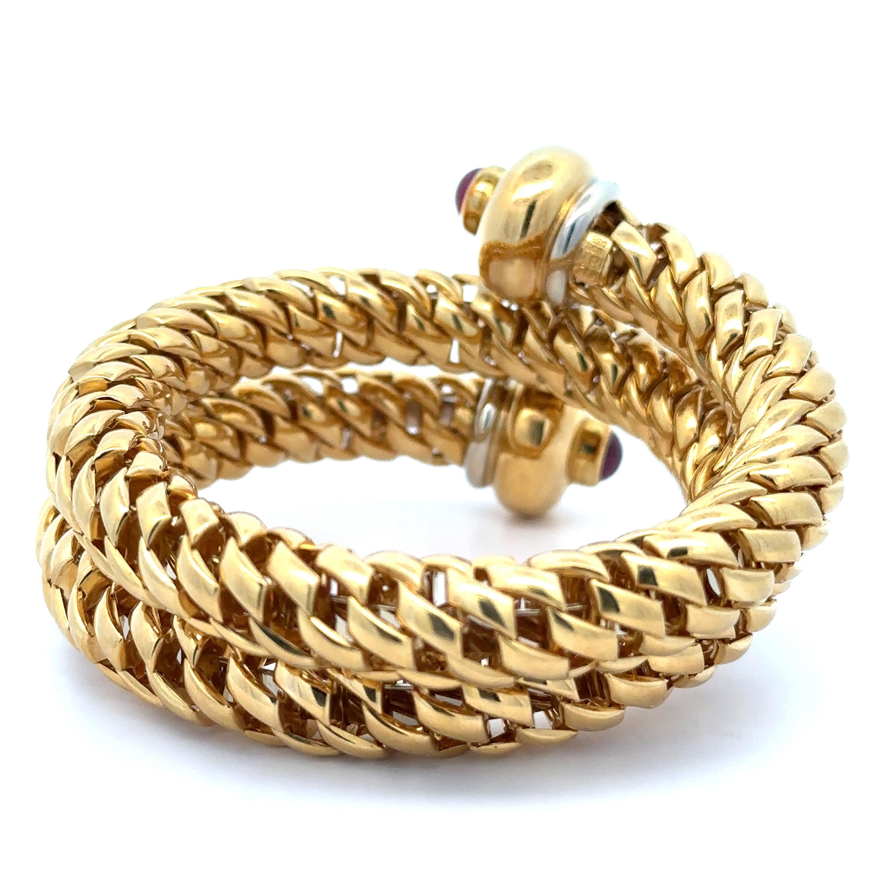 Vintage FOPE 18k Massivgold Diamant & Rubin Wickel-Schlangenarmband, schweres Armband im Zustand „Hervorragend“ im Angebot in Montclair, NJ