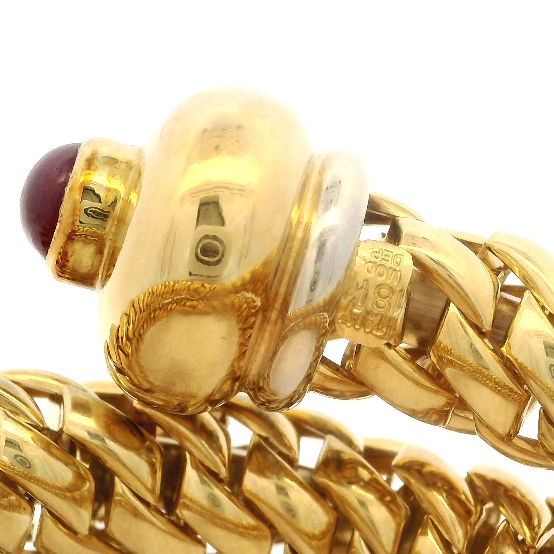Vintage FOPE 18k Massivgold Diamant & Rubin Wickel-Schlangenarmband, schweres Armband im Angebot 2
