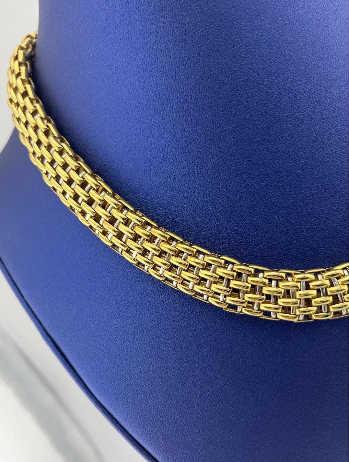 Vintage FOPE 18k Yellow & White Gold Two Tone Necklace with Box Clasp In Good Condition For Sale In Boca Raton, FL