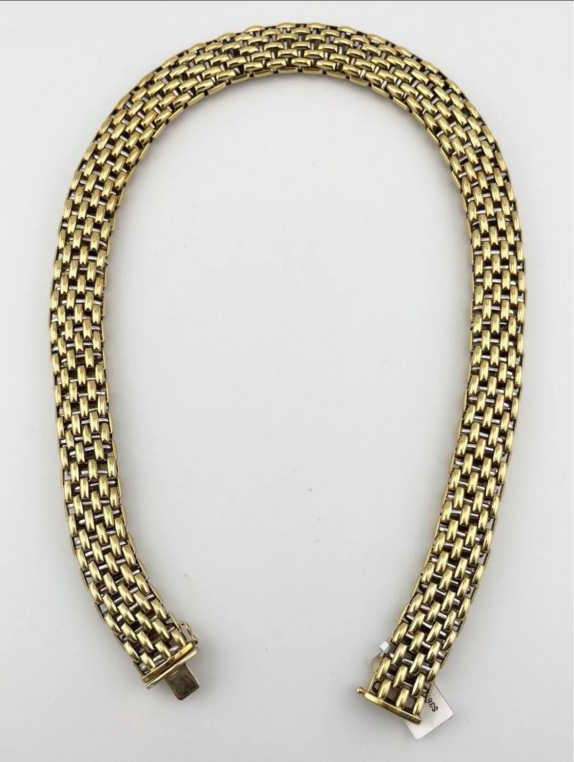 Vintage FOPE 18k Yellow & White Gold Two Tone Necklace with Box Clasp For Sale 5