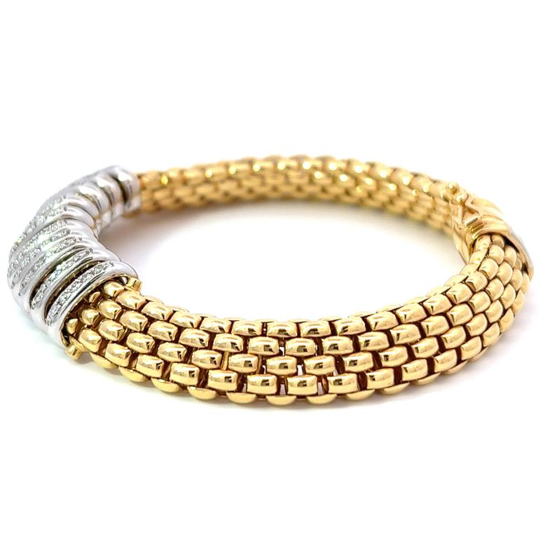 Vintage Fope Italy Diamond 18 Karat Gold Panorama Bracelet In Excellent Condition In Beverly Hills, CA