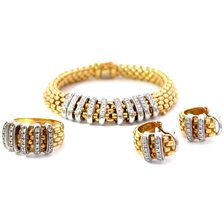 Vintage Fope Italy Diamond 18 Karat Gold Panorama Bracelet 1