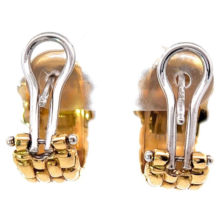 Women's or Men's Vintage Fope Italy Diamond 18 Karat Gold Panorama Earrings For Sale