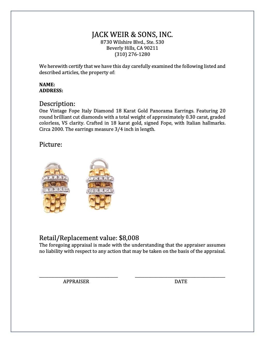 Vintage Fope Italy Diamond 18 Karat Gold Panorama Earrings For Sale 2