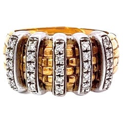 Vieille bague panoramique en or 18 carats avec diamants Fope Italy