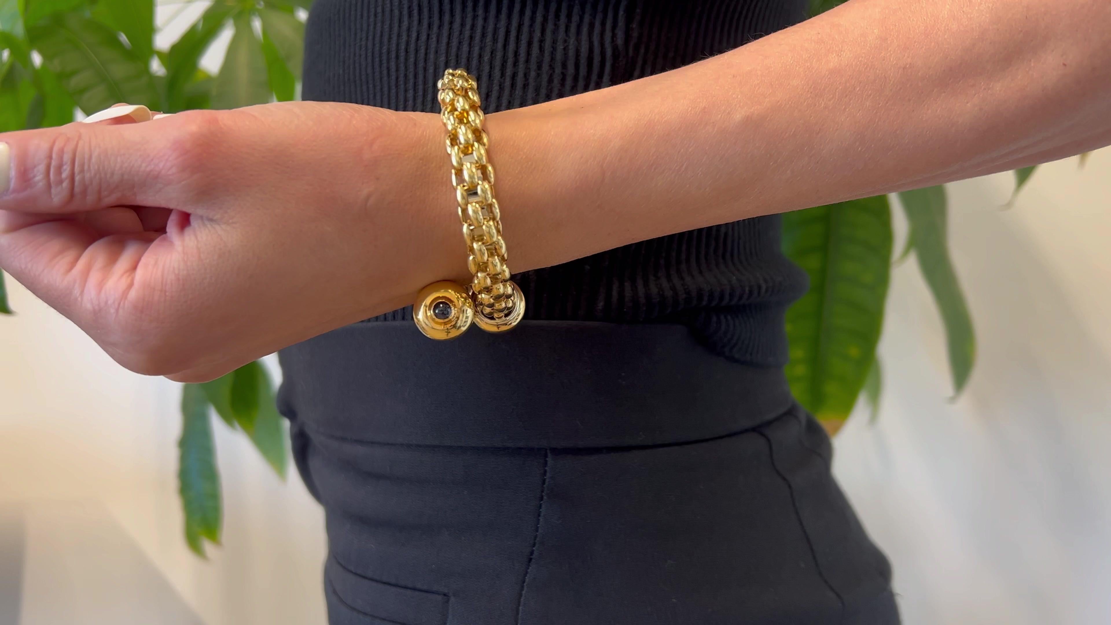 Vintage Fope Italien Saphir 18k zwei Tone Gold Novecento Mesh Wrap Armband im Zustand „Gut“ in Beverly Hills, CA
