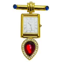 Vintage FOREM signed gold tone jewel mogul watch designer brooch