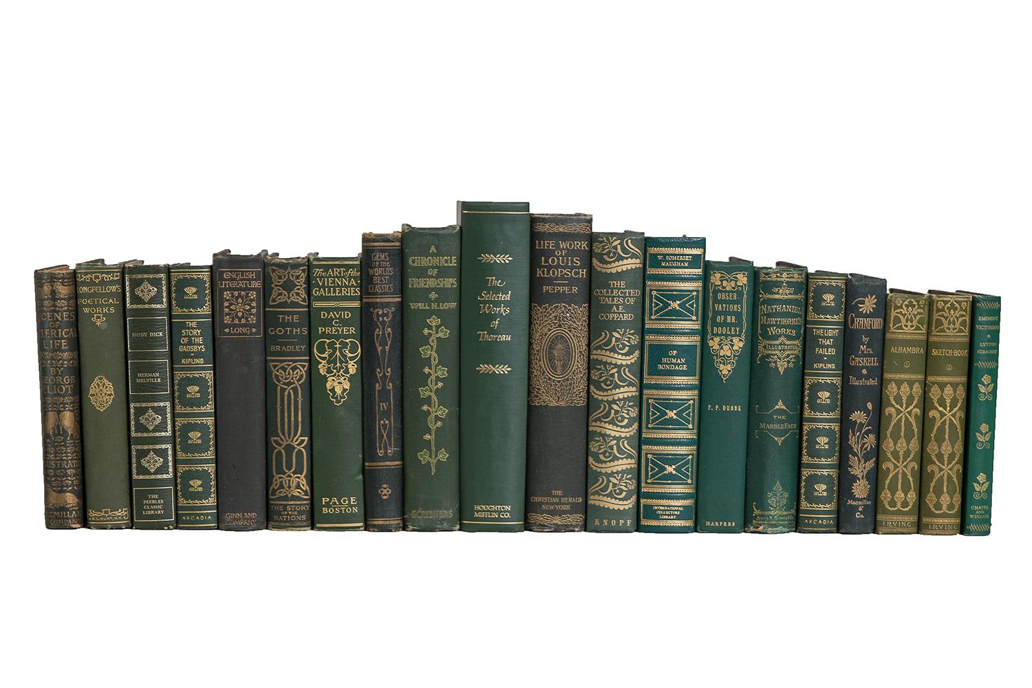 American Vintage Forest and Gilt Book Set For Sale