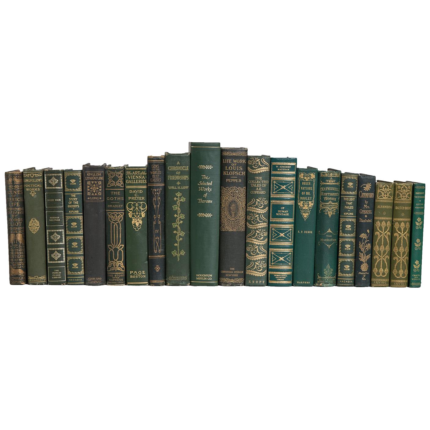 Vintage Forest and Gilt Book Set For Sale