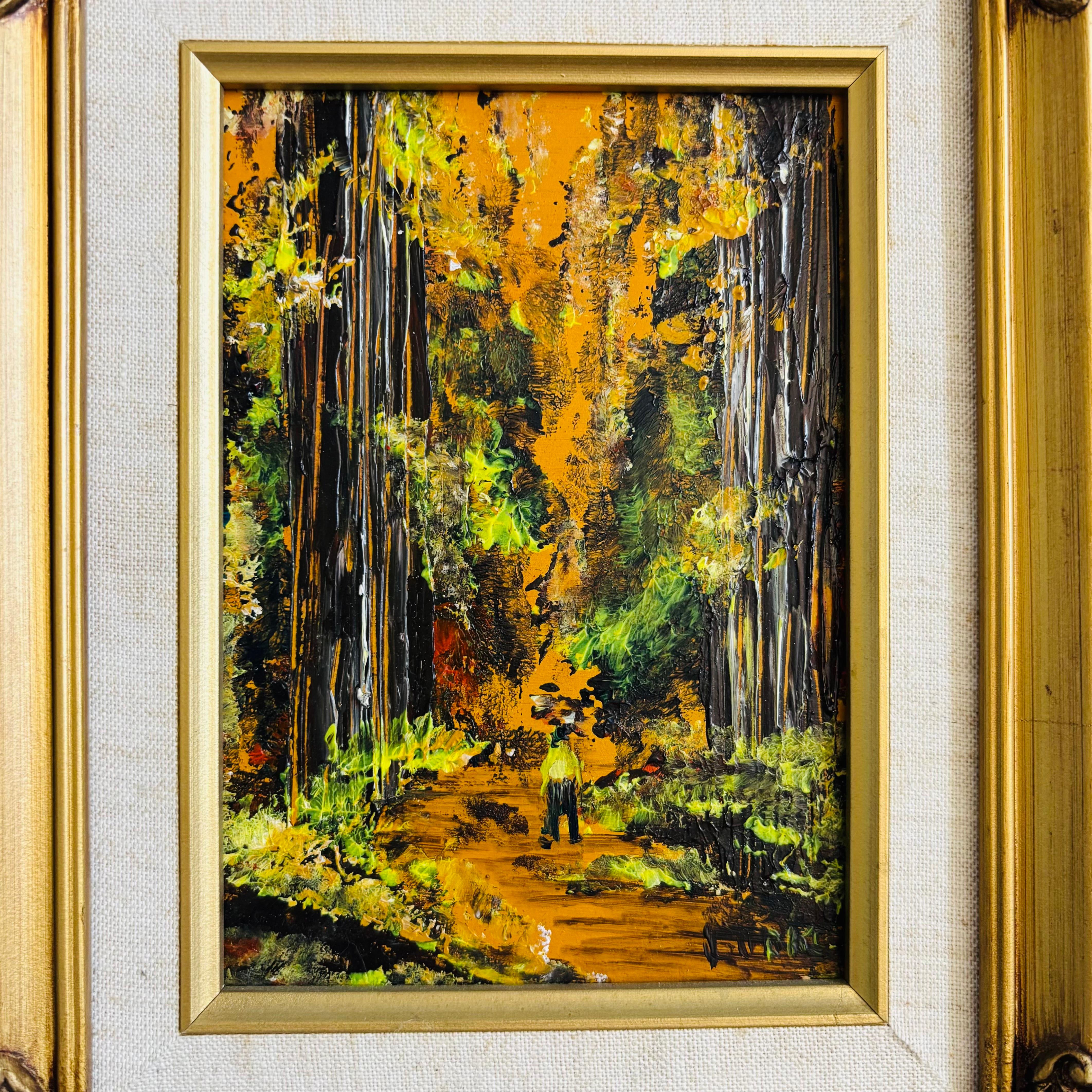 Vintage Wald Ölgemälde von Patricia Burke im Zustand „Gut“ im Angebot in Fairfield, CA