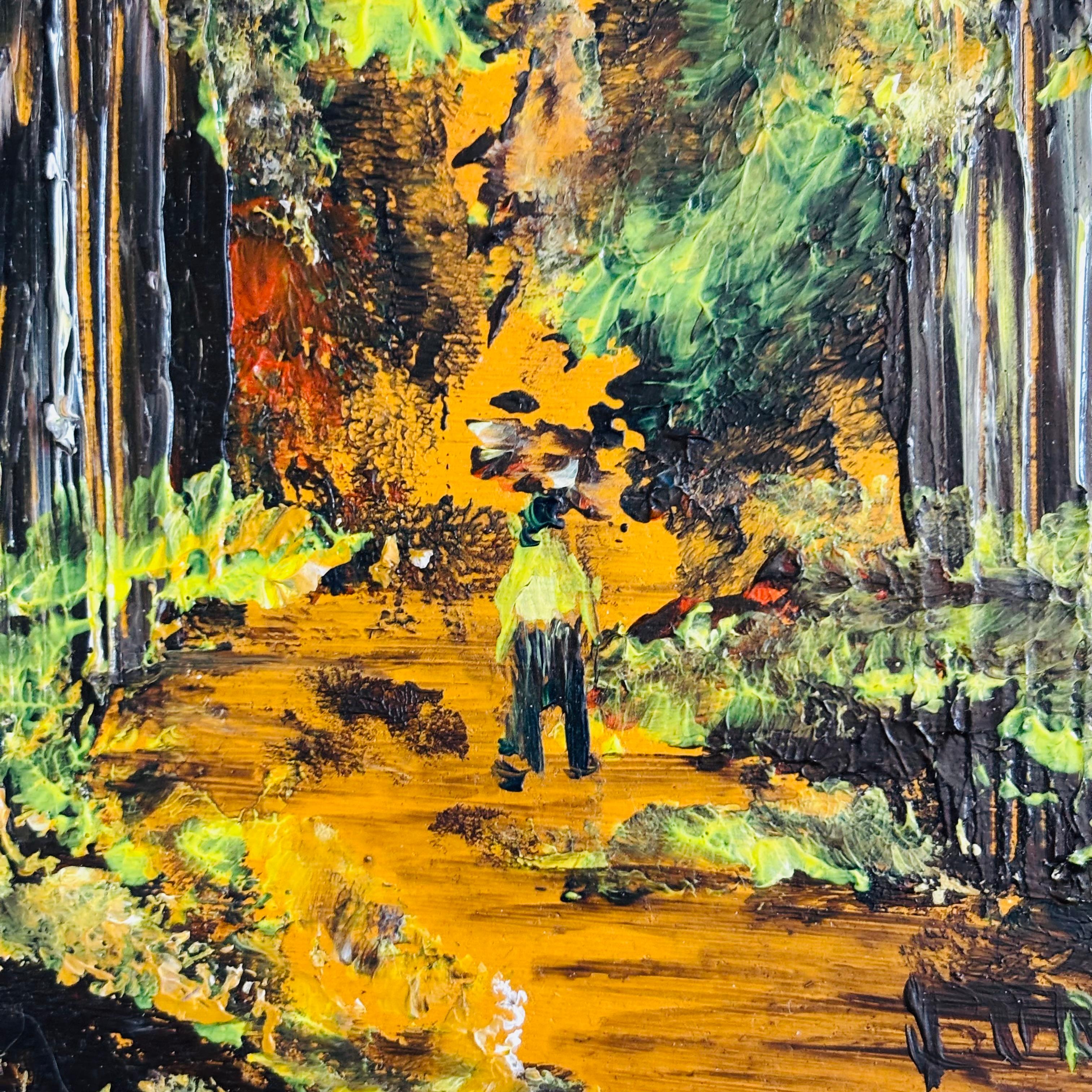 Vintage Wald Ölgemälde von Patricia Burke im Angebot 2