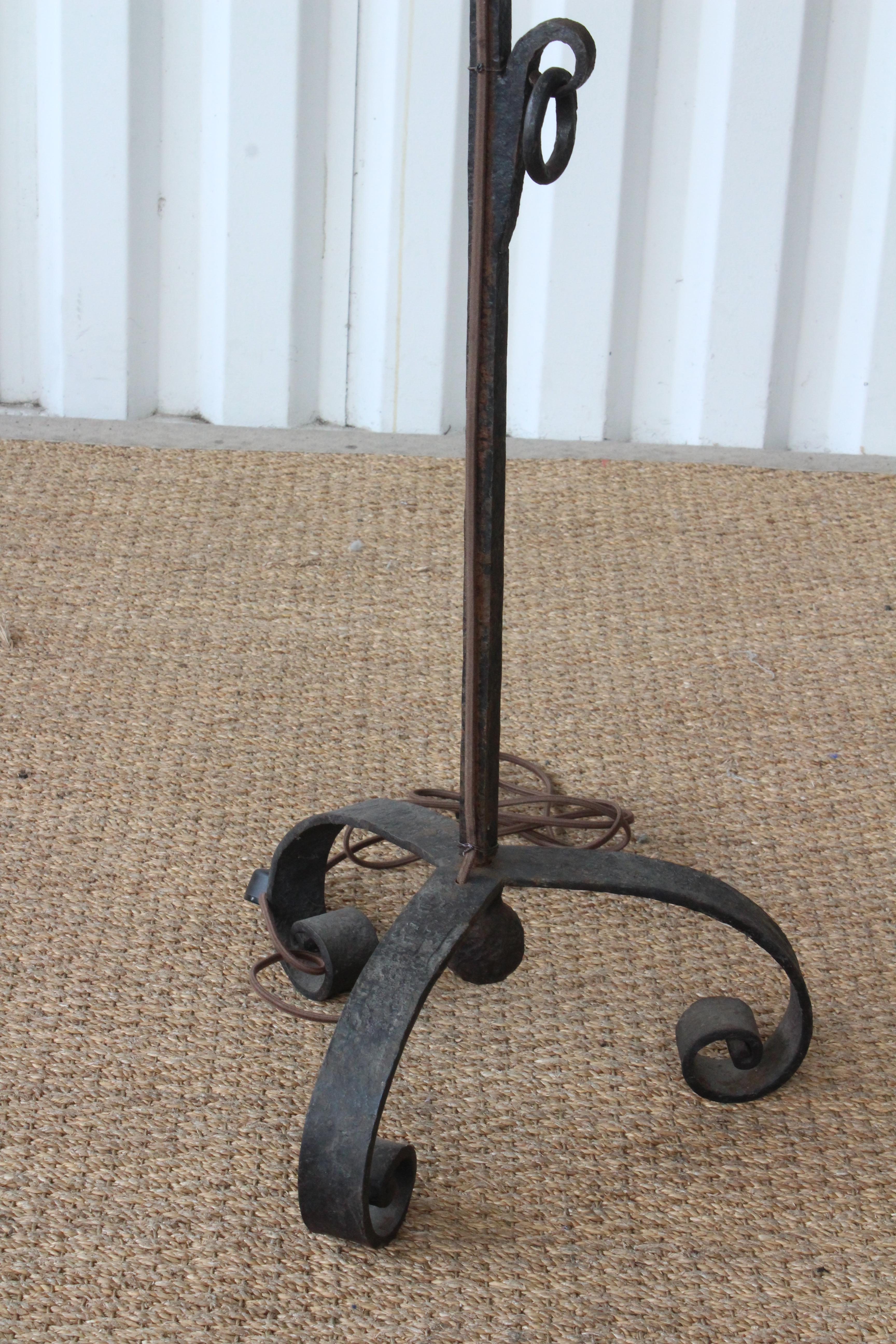 Vintage Forged Iron Floor Lamp, France, 1940s 8