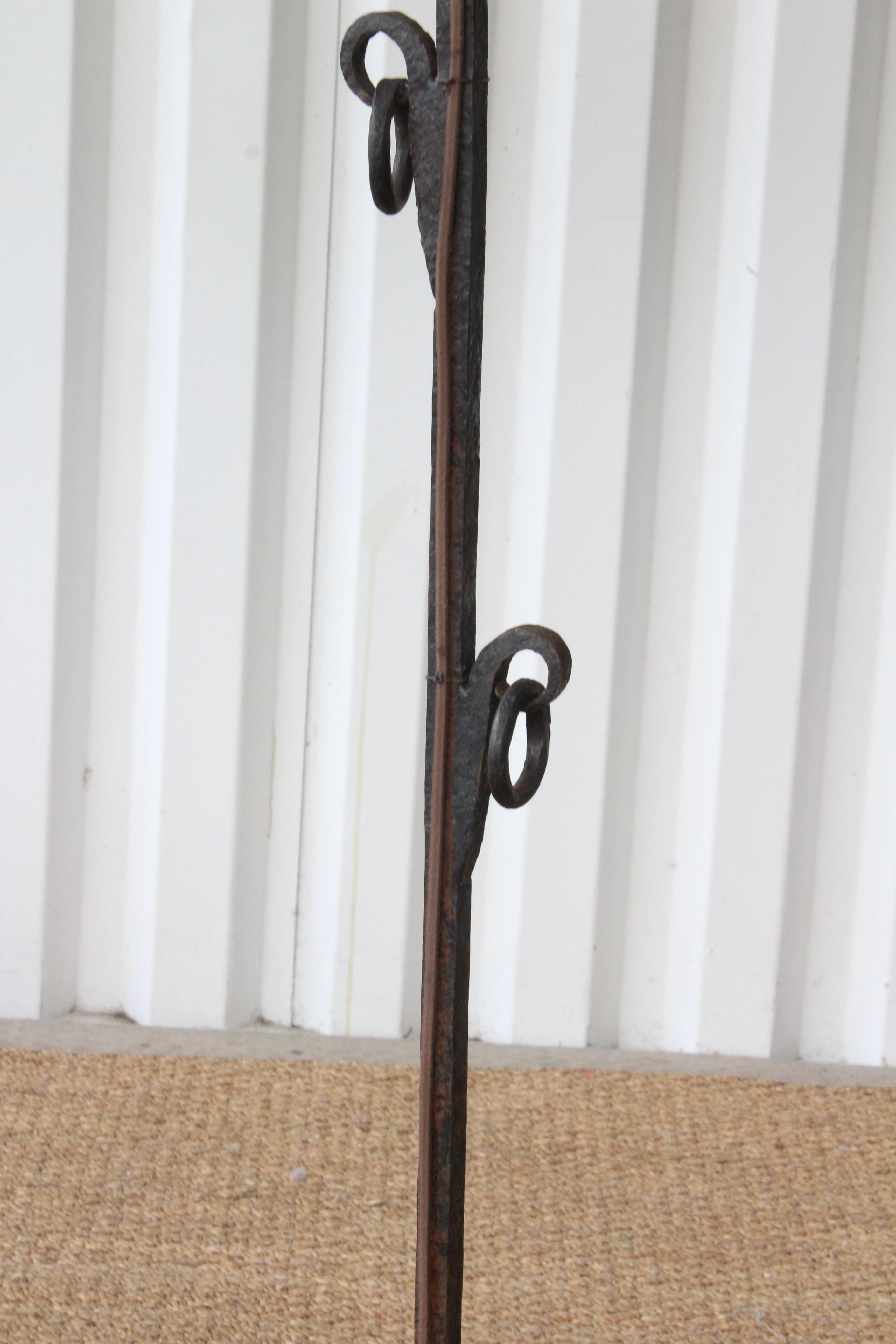 Vintage Forged Iron Floor Lamp, France, 1940s 9