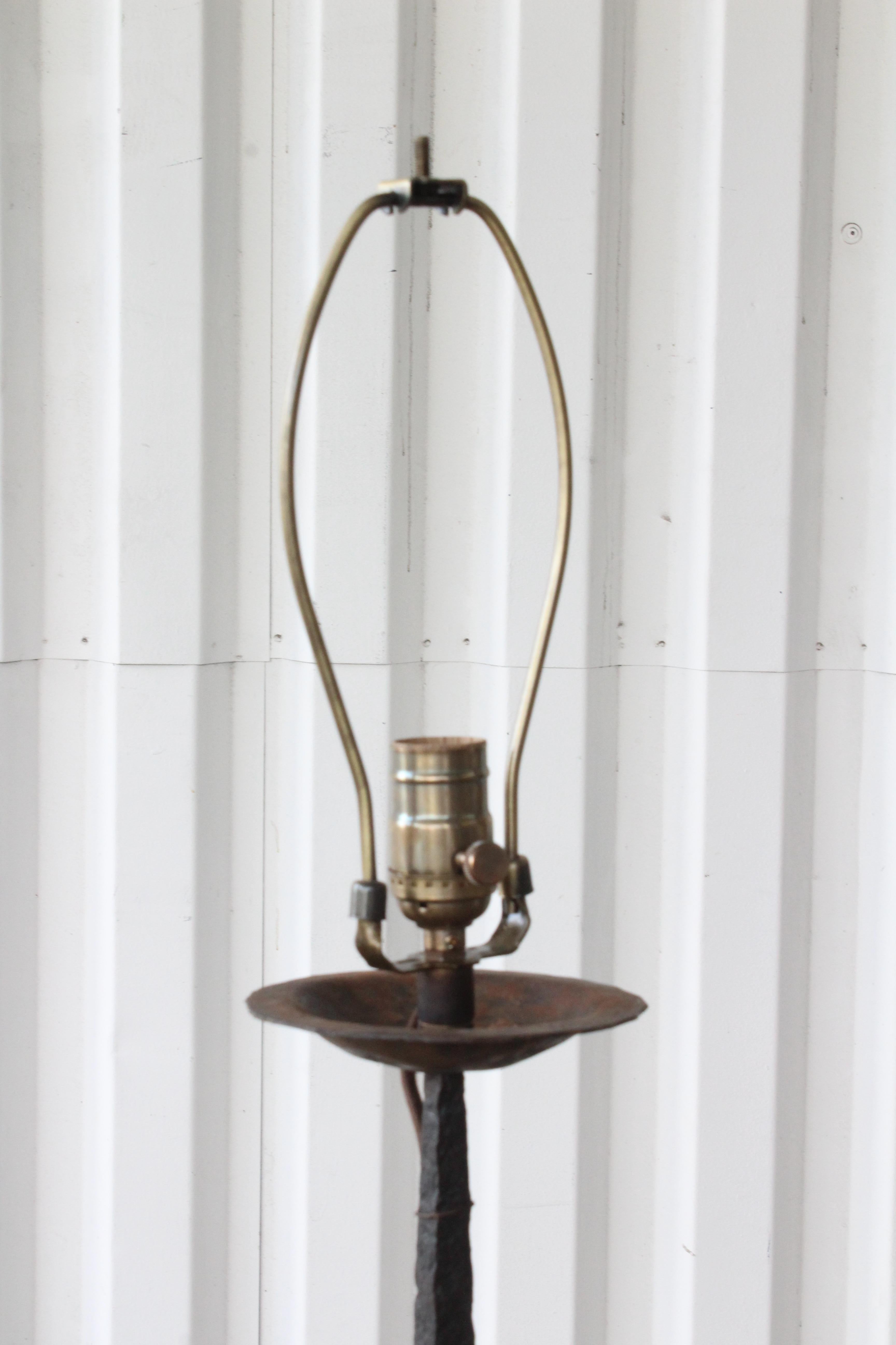 Vintage Forged Iron Floor Lamp, France, 1940s 12