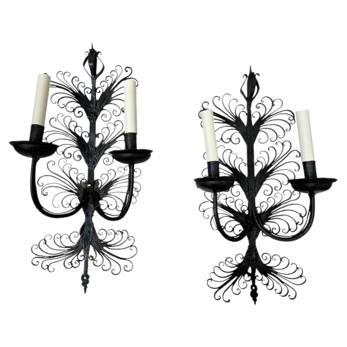 Vintage Forged Iron Sconces