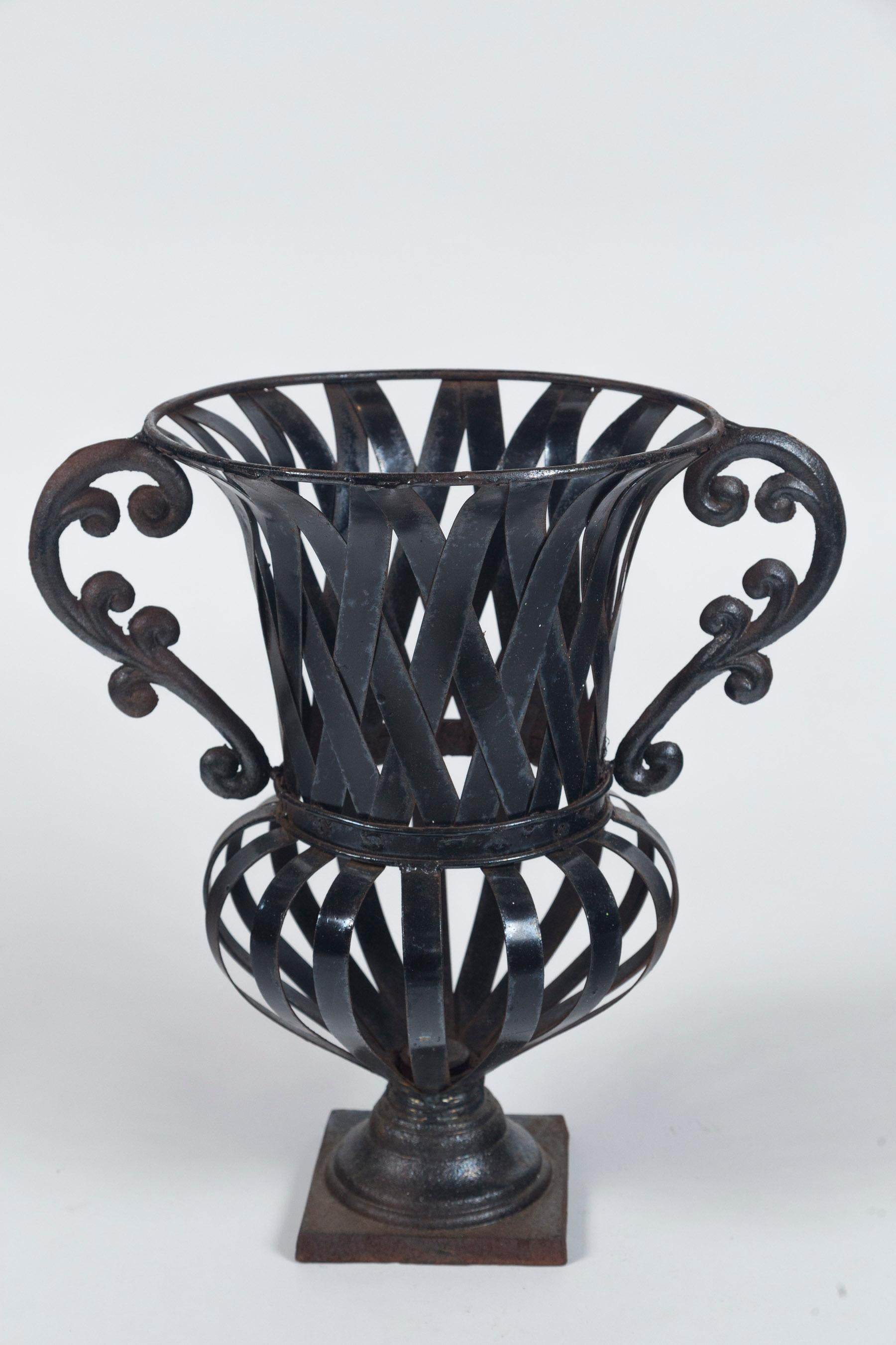 Neoclassical Vintage Forged Iron Urn, circa 1930's