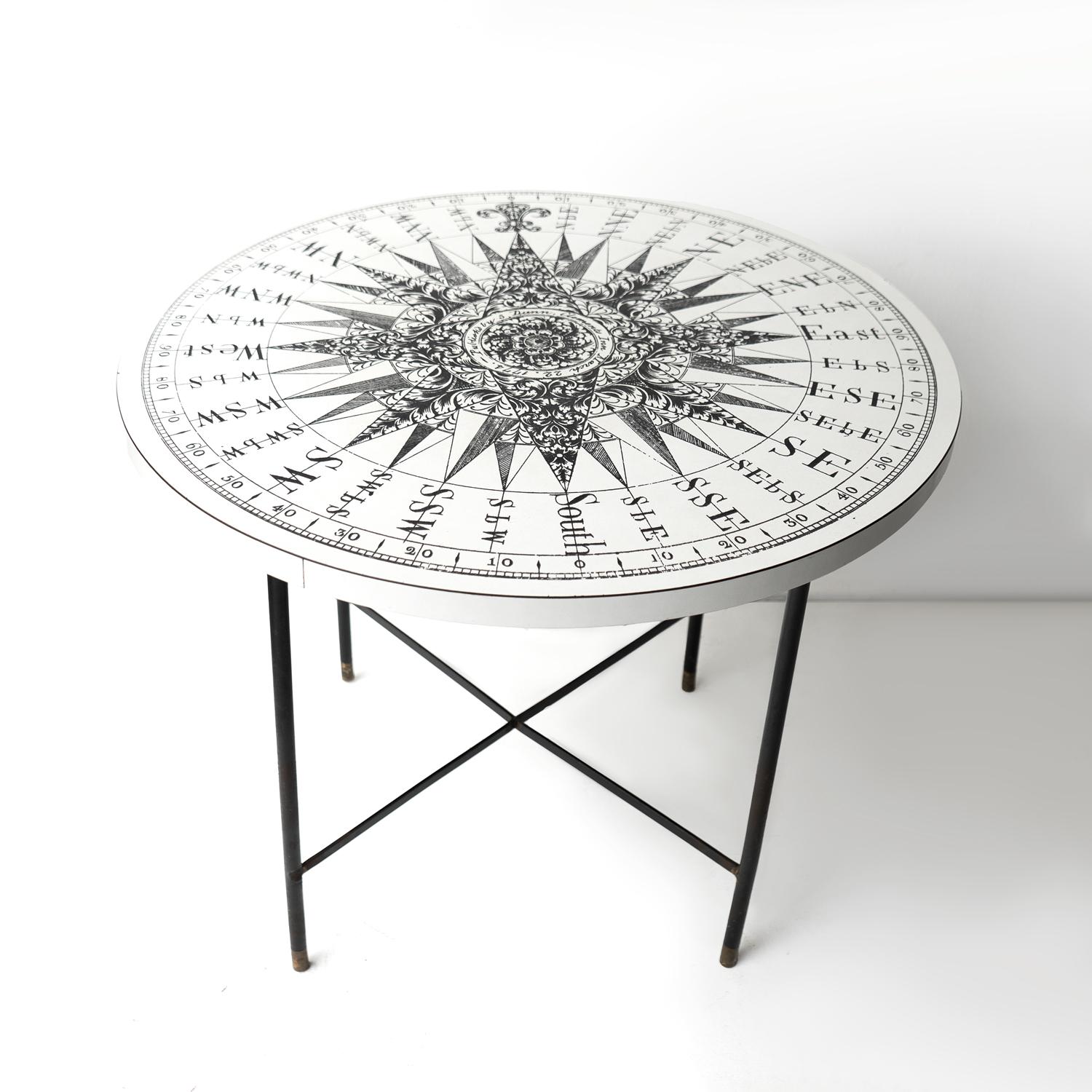 Vintage Formica Compass Coffee/Side Table, Manner Of Fornasetti, Mid Century In Good Condition For Sale In Bristol, GB