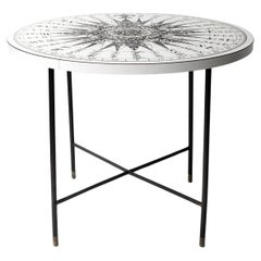 Used Formica Compass Coffee/Side Table, Manner Of Fornasetti, Mid Century