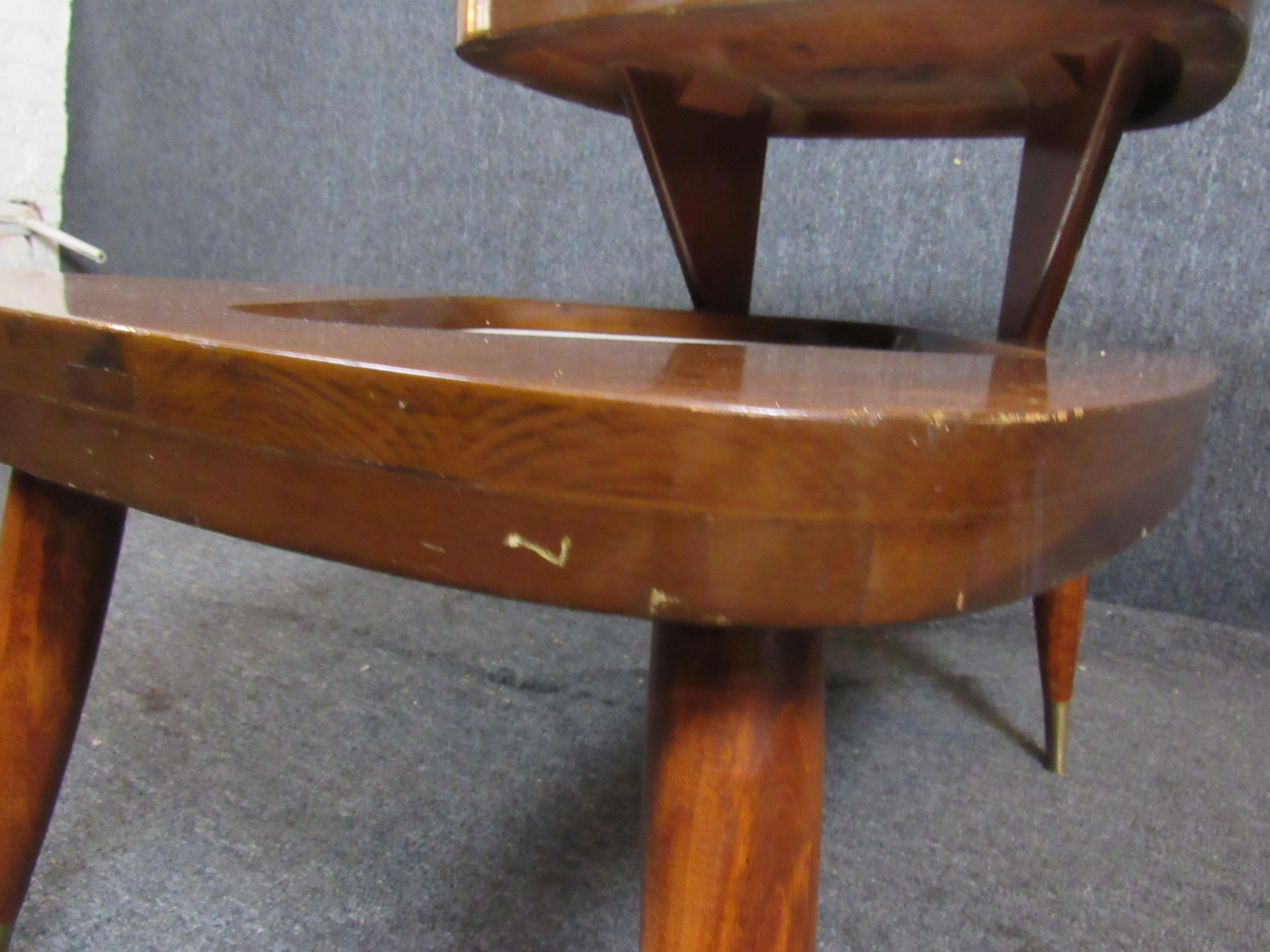 Vintage Formica & Walnut Step Tables For Sale 1